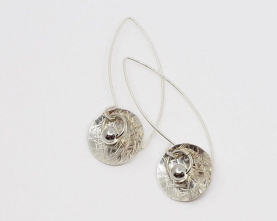 Long Silver Earrings With Silver Beads
