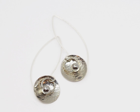 Long Silver Earrings With Silver Beads
