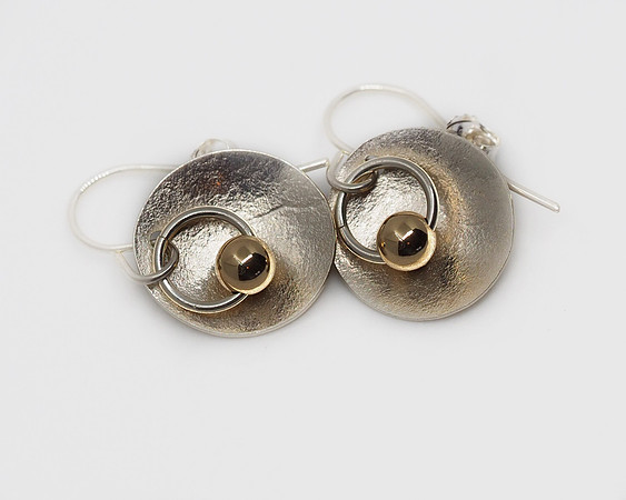 Silver Earrings With 14K Gold Beads