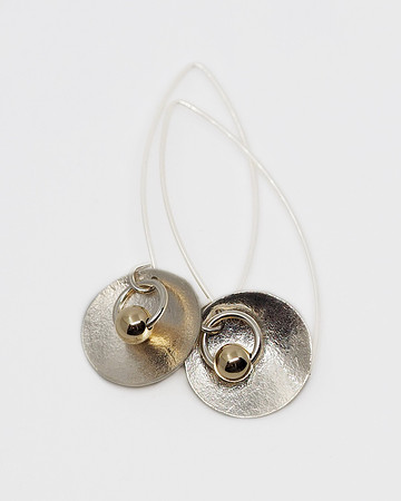 Long Silver Earrings With 14K Gold Beads