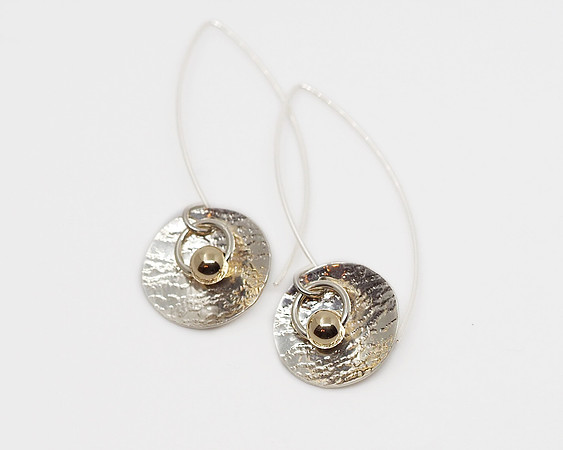 Long Silver Earrings With 14K Gold Beads