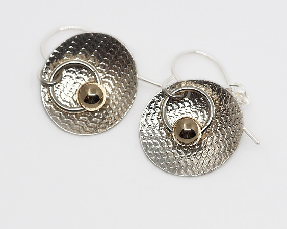 Silver Earrings With 14K Gold Beads