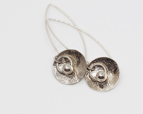 Long Silver Earrings With Silver Beads