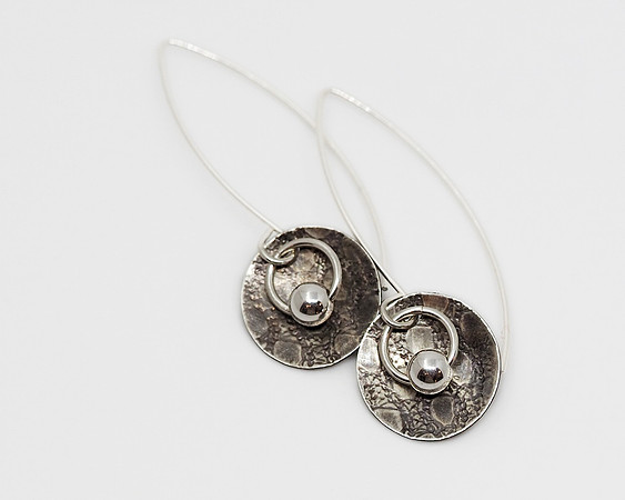 Long Silver Earrings With Silver Beads