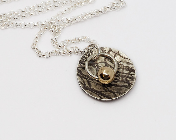 Silver Necklace With 14K Gold Bead
