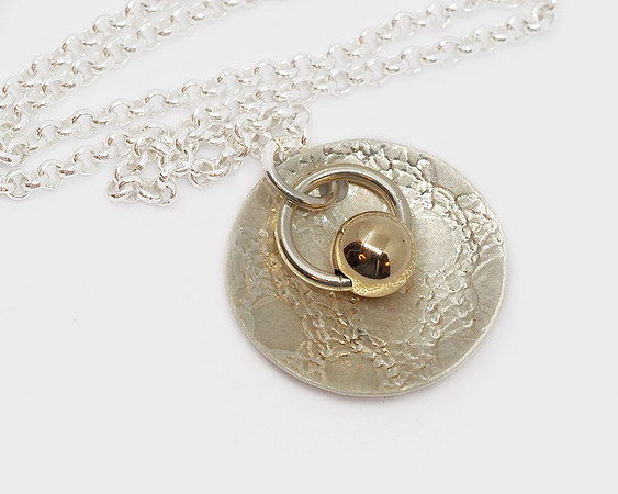 Silver Necklace With 14K Gold Bead