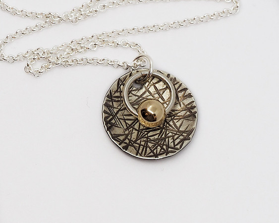 Silver Necklace With 14K Gold Bead